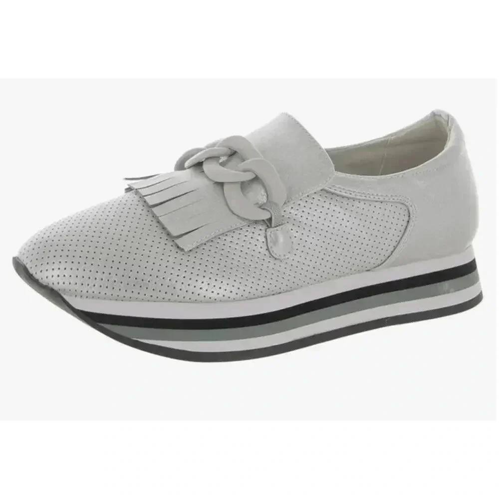 Coconuts by Matisse Women's Bess Silver Metallic Chain Perforated Loafers, 7